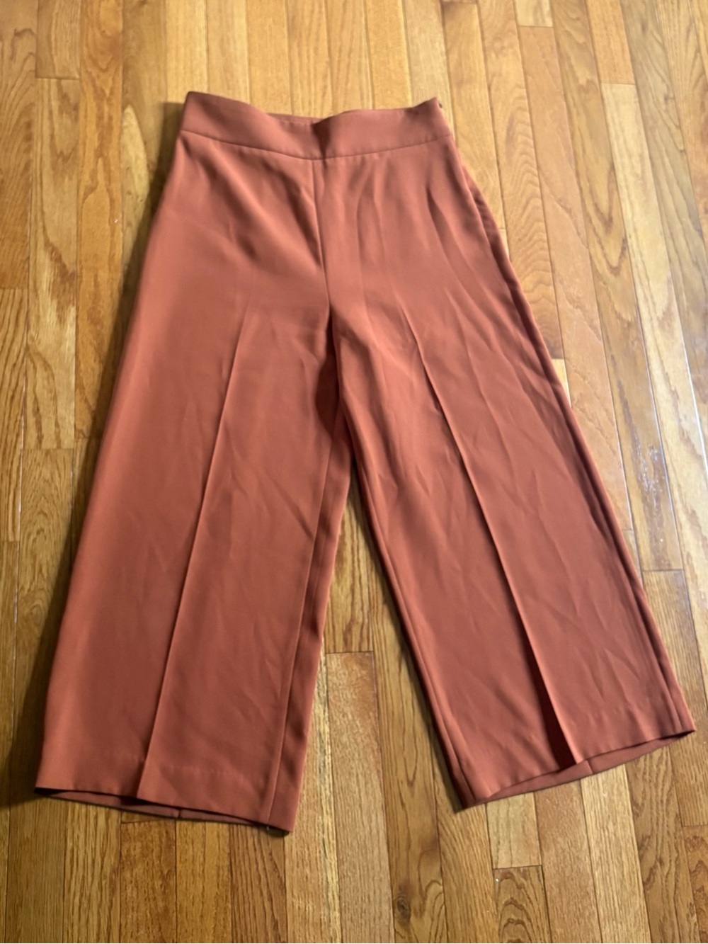 Zara Wide-Leg Rust Cropped Culotte Pants